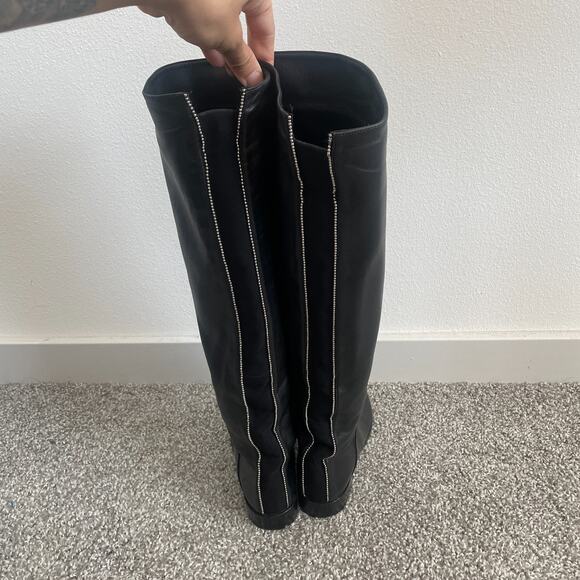 Stuart Weitzman Black Leather Micro Studded Over Knee High Boots US 6M Capsule - Picture 3 of 8